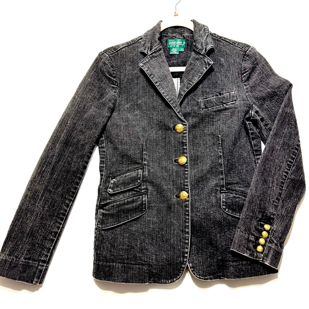 NEW Lauren Jeans by Ralph Lauren Women's Black Denim Jacket‎ Size 6 Perfect